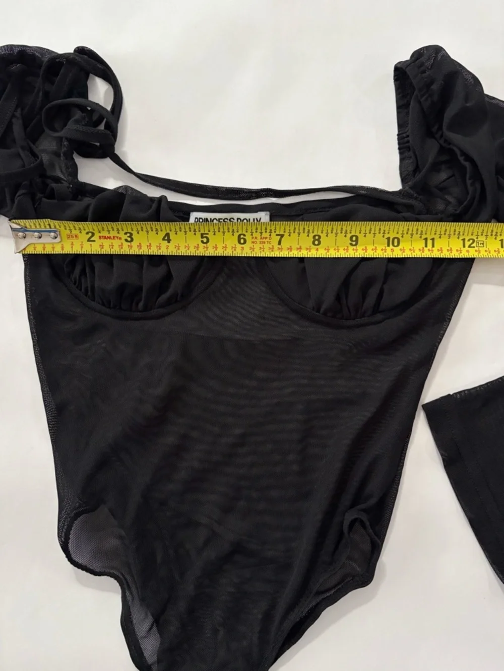 Princess Polly Mesh Bodysuit Women US 2 Black Sheer Y2K Party Club Coquette